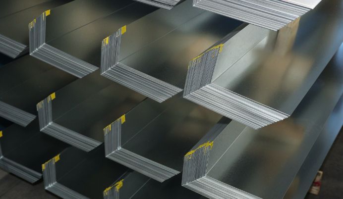 A close up of metal sheets stacked on top of each other