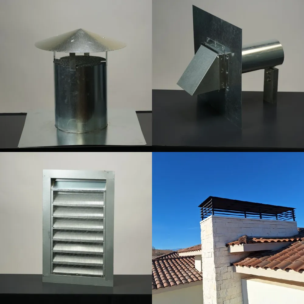 A collage of different types of vents on the roof.